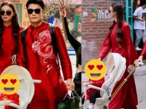 Thủ môn Bùi Tiến Dũng cùng vợ Tây diện áo dài xuống phố, thần thái cực ngầu như đi trên sàn catwalk