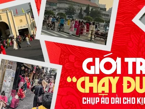 TP.HCM ngày 30 Tết: Giới trẻ tranh thủ xuống phố chụp hình áo dài, khắp nơi đều là "mợ hai, cô ba" xinh xắn