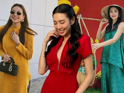 Dàn sao Việt khoe sắc Mùng 2: Hà Hồ - Thanh Hằng vẫn “chung tình” với áo dài, Thuỳ Tiên đỏ rực bên mẹ