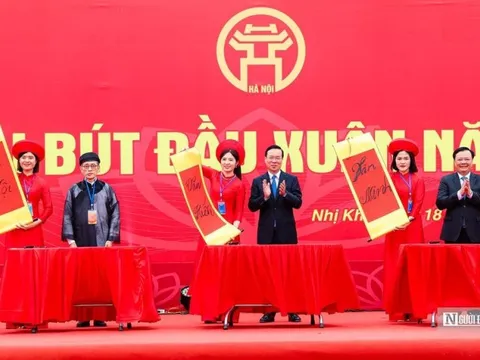 Chủ tịch nước Võ Văn Thưởng khai bút đầu năm tại Hà Nội