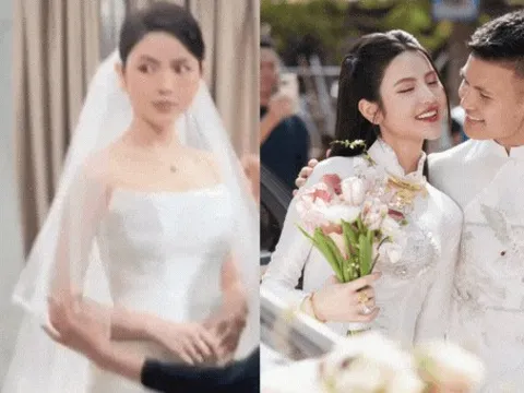 Chu Thanh Huyền đi thử váy cưới, dân tình khen tướng phu thê với Quang Hải, để tóc phúc hậu hơn lúc ăn hỏi