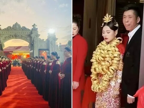 Sự thật sốc về đám cưới con trai chủ tịch tập đoàn trang sức với bức ảnh cô dâu đeo 100 vòng vàng trĩu cổ
