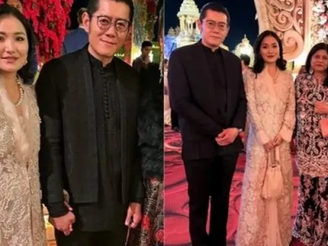 Hoàng hậu "vạn người mê" của Bhutan dự tiệc nhà tỷ phú giàu nhất châu Á: Xinh đẹp ngút ngàn, hiếm hoi thể hiện cử chỉ thân mật với chồng