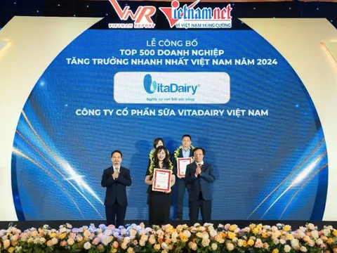 VitaDairy vào top 10 doanh nghiệp tăng trưởng nhanh nhất Việt Nam 2024