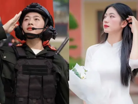 Bất ngờ danh tính cô gái khả ái dẫn đầu Khối nữ Cảnh sát đặc nhiệm trong lễ diễu binh, diễu hành sáng nay