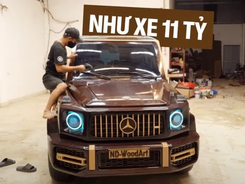 Thợ mộc Bắc Ninh độ Mitsubishi Pajero giống hệt Mercedes-AMG G 63: Thay toàn bộ vỏ gỗ, nội thất có màn hình kép như thật
